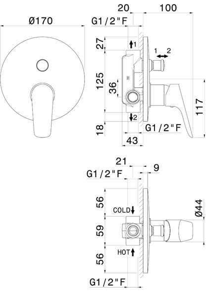 MISCELATORE MONOCOMANDO VASCA DA INCASSO VEMA INDO OTTONE V24140