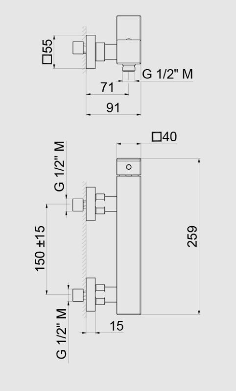 MISCELATORE MONOCOMANDO DOCCIA ESTERNO VEMA LYS OTTONE V25090