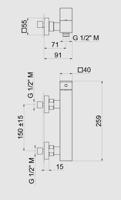 MISCELATORE MONOCOMANDO DOCCIA ESTERNO VEMA LYS OTTONE V25090