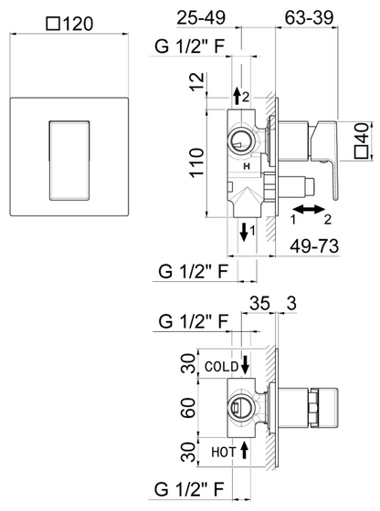 MISCELATORE MONOCOMANDO DA INCASSO VASCA/DOCCIA VEMA LYS OTTONE V25140