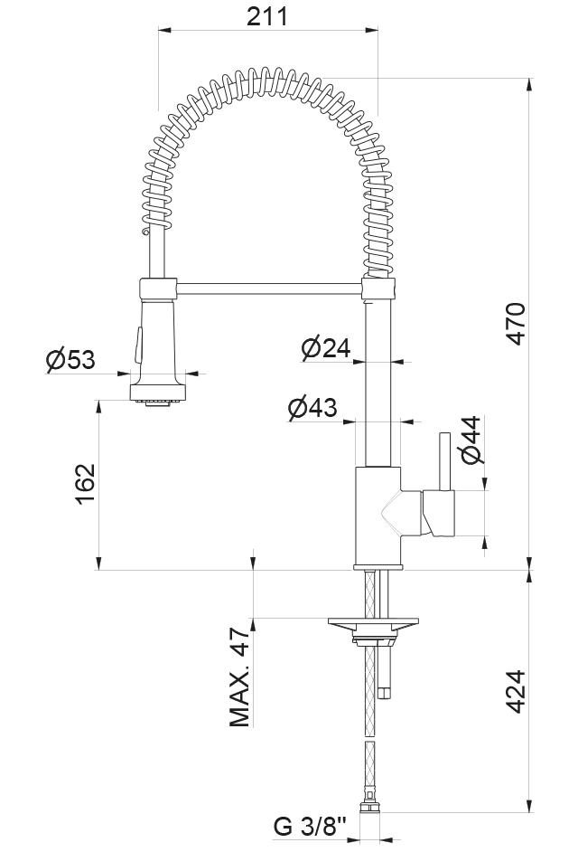 MISCELATORE MONOCOMANDO LAVELLO CON MOLLA VEMA MOSA OTTONE V26030