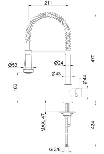 MISCELATORE MONOCOMANDO LAVELLO CON MOLLA VEMA MOSA OTTONE V26030