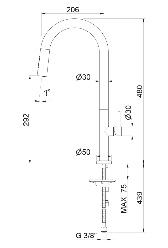 MISCELATORE MONOCOMANDO LAVELLO CANNA TONDA VEMA MOSA OTTONE V26040