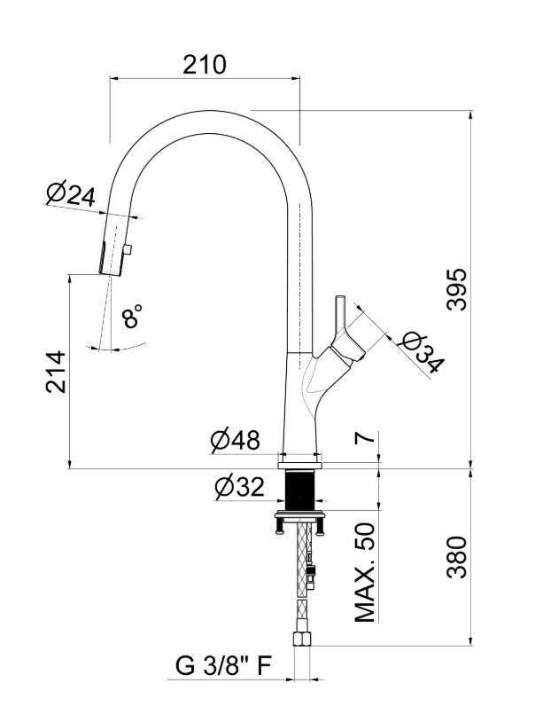MISCELATORE MONOCOMANDO LAVELLO CANNA TONDA VEMA MOSA OTTONE V26041