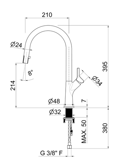 MISCELATORE MONOCOMANDO LAVELLO CANNA TONDA VEMA MOSA OTTONE V26041