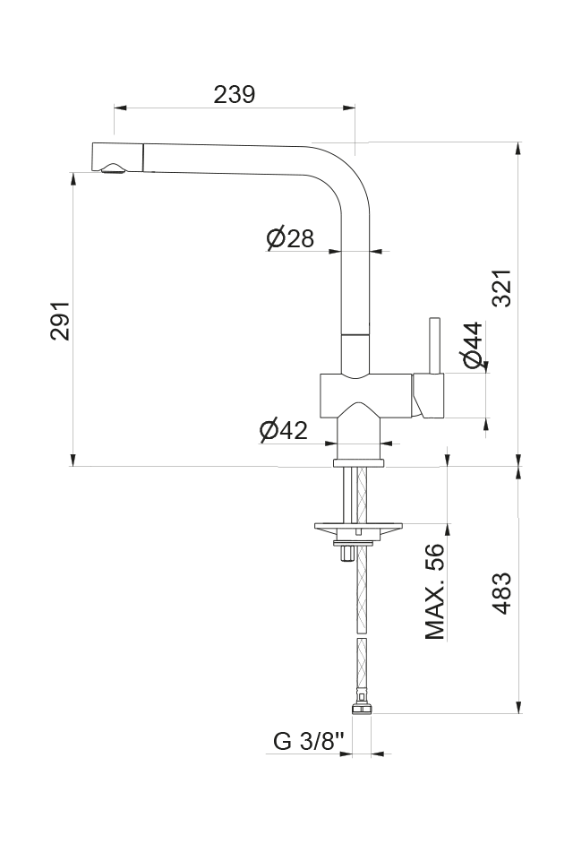 MISCELATORE MONOCOMANDO LAVELLO CANNA L VEMA MOSA OTTONE V26221