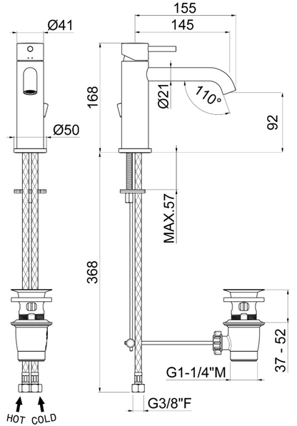 MISCELATORE MONOCOMANDO LAVABO VEMA MAIRA OTTONE V27010 CON SCARICO