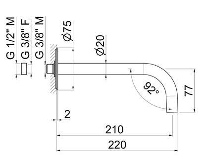 BOCCA DI EROGAZIONE A PARETE LAVABO VEMA MAIRA OTTONE V27055