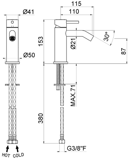 MISCELATORE MONOCOMANDO BIDET VEMA MAIRA OTTONE V27071 SENZA SCARICO