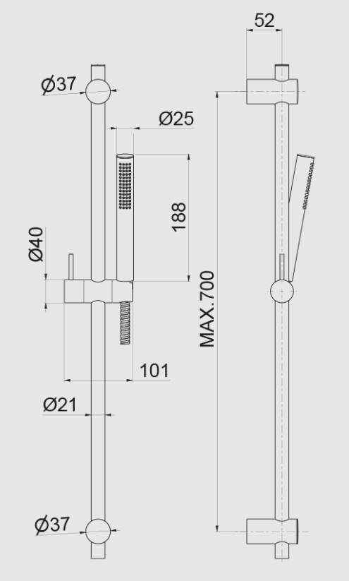ASTA SALISCENDI DOCCIA VEMA MAIRA OTTONE V27100