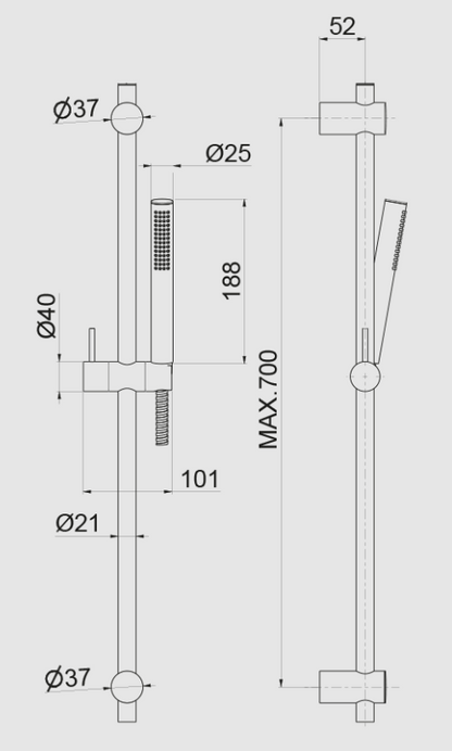ASTA SALISCENDI DOCCIA VEMA MAIRA OTTONE V27100