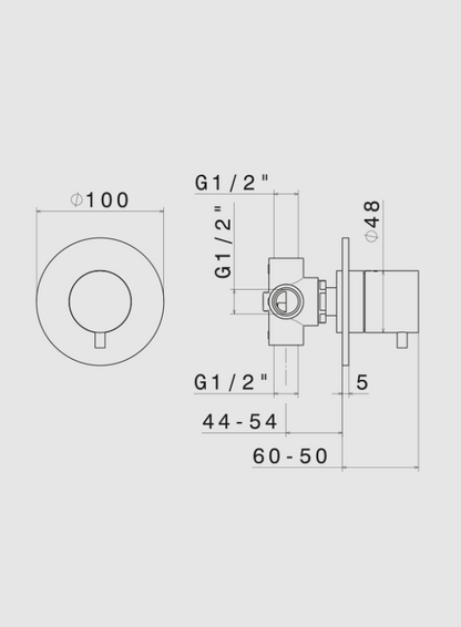 DEVIATORE DA INCASSO TONDO VEMA WELLNESS BRASS OTTONE V27120