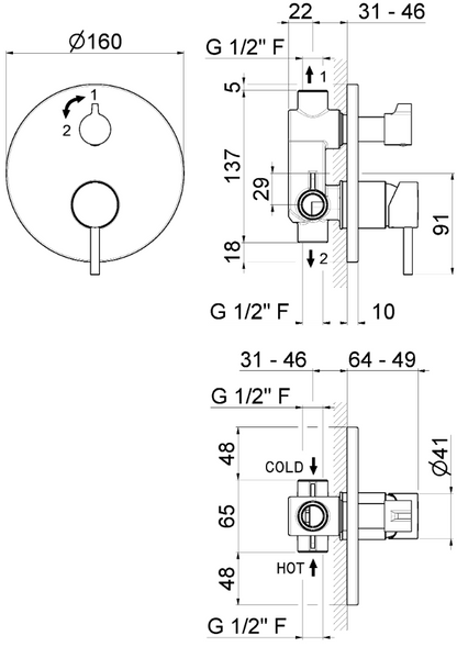 MISCELATORE MONOCOMANDO VASCA DA INCASSO VEMA MAIRA OTTONE V27142