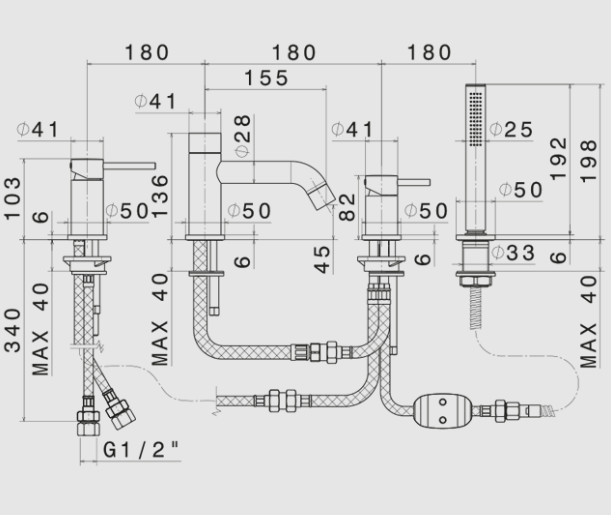 GRUPPO BORDO VASCA CON DEVIATORE VEMA MAIRA OTTONE V27150