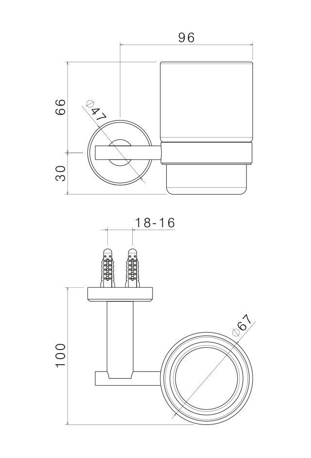 SUPPORTO CON BICCHIERE A MURO VEMA OTTONE V27300
