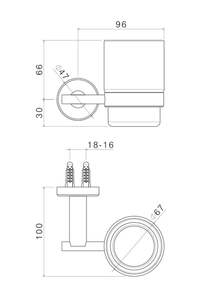 SUPPORTO CON BICCHIERE A MURO VEMA OTTONE V27300