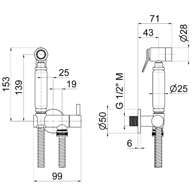 RUBINETTO MONOCOMANDO PER WC VEMA TIMEA OTTONE V27400