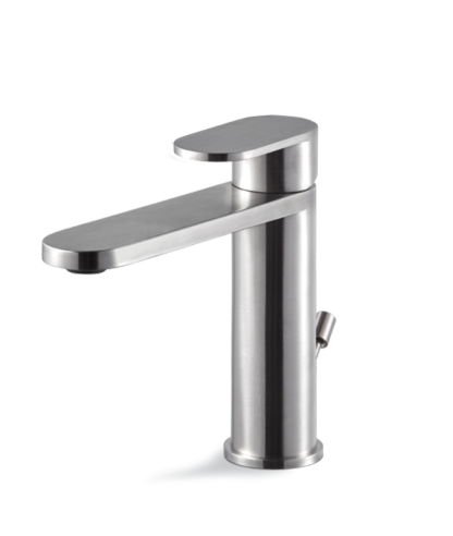 MISCELATORE MONOCOMANDO LAVABO VEMA AYAS STEEL ACCIAIO V28010 CON SCARICO