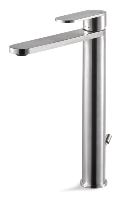 MISCELATORE MONOCOMANDO LAVABO ALTO VEMA AYAS STEEL ACCIAIO V28020 CON SCARICO