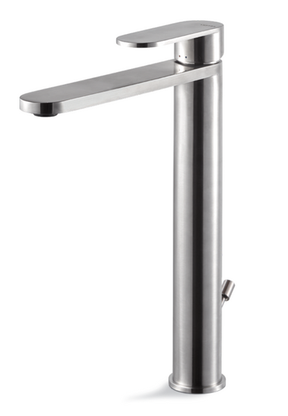 MISCELATORE MONOCOMANDO LAVABO ALTO VEMA AYAS STEEL ACCIAIO V28020 CON SCARICO