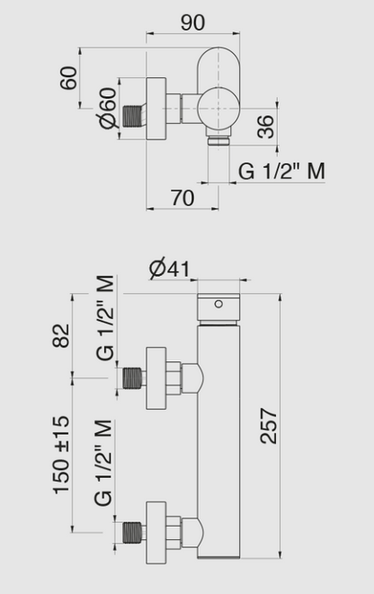 MISCELATORE MONOCOMANDO ESTERNO DOCCIA VEMA AYAS STEEL ACCIAIO V28090