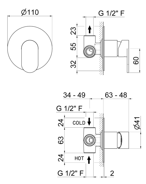 MISCELATORE MONOCOMANDO DOCCIA DA INCASSO VEMA AYAS STEEL ACCIAIO V28130