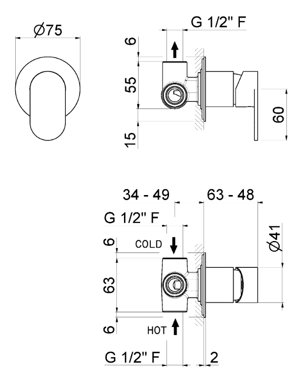 MISCELATORE MONOCOMANDO DOCCIA DA INCASSO VEMA AYAS STEEL ACCIAIO V28131