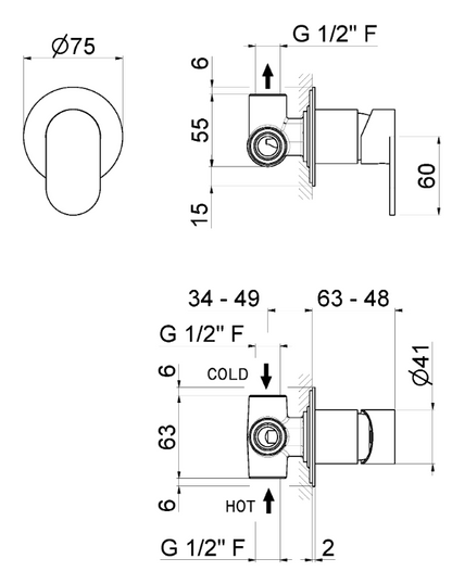 MISCELATORE MONOCOMANDO DOCCIA DA INCASSO VEMA AYAS STEEL ACCIAIO V28131