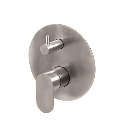 MISCELATORE MONOCOMANDO DA INCASSO CON DEVIATORE VASCA/DOCCIA VEMA AYAS STEEL ACCIAIO V28142