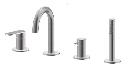 GRUPPO BORDO VASCA CON DEVIATORE VEMA AYAS STEEL ACCIAIO V28150