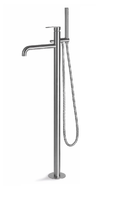 MISCELATORE MONOCOMANDO VASCA A PAVIMENTO VEMA AYAS STEEL ACCIAIO V28195