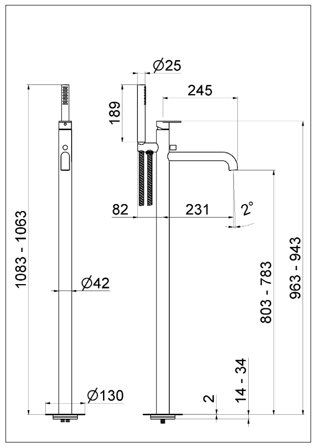 MISCELATORE MONOCOMANDO VASCA A PAVIMENTO VEMA AYAS STEEL ACCIAIO V28195