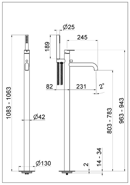 MISCELATORE MONOCOMANDO VASCA A PAVIMENTO VEMA AYAS STEEL ACCIAIO V28195