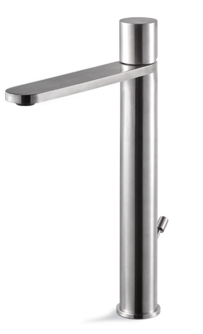 MISCELATORE MONOCOMANDO LAVABO ALTO VEMA VENY STEEL ACCIAIO V29020 CON SCARICO
