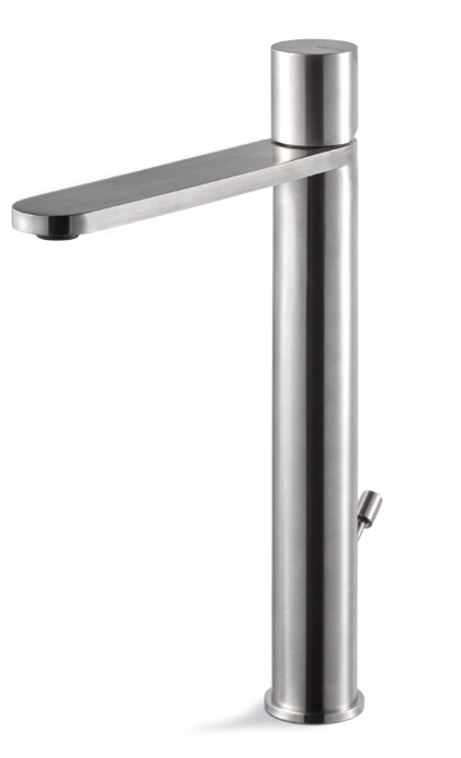 MISCELATORE MONOCOMANDO LAVABO ALTO VEMA VENY STEEL ACCIAIO V29020 CON SCARICO
