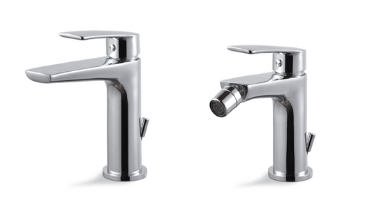 SET MISCELATORE MONOCOMANDO LAVABO + BIDET VEMA OTEN OTTONE V30010 + V30070