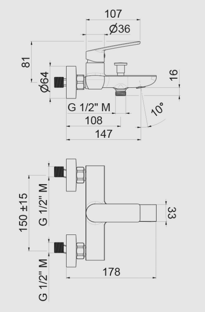 MISCELATORE VASCA ESTERNO CON DEVIATORE VEMA OTEN OTTONE V30080