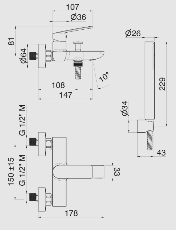 GRUPPO VASCA ESTERNO VEMA OTEN OTTONE V30081