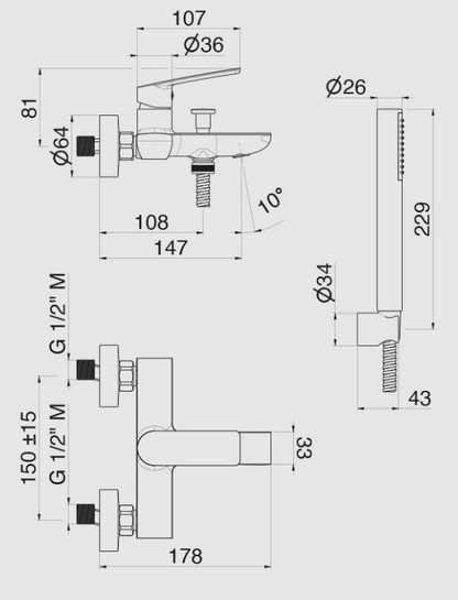 GRUPPO VASCA ESTERNO VEMA OTEN OTTONE V30081