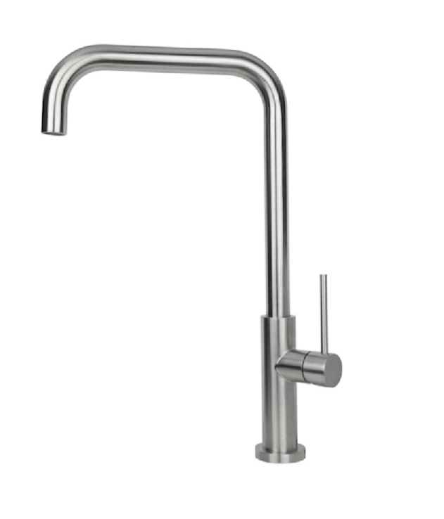 MISCELATORE MONOCOMANDO LAVELLO CANNA QUADRA VEMA ROY KITCHEN ACCIAIO V31020