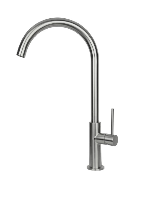 MISCELATORE MONOCOMANDO LAVELLO CANNA TONDA VEMA ROY KITCHEN ACCIAIO V31021