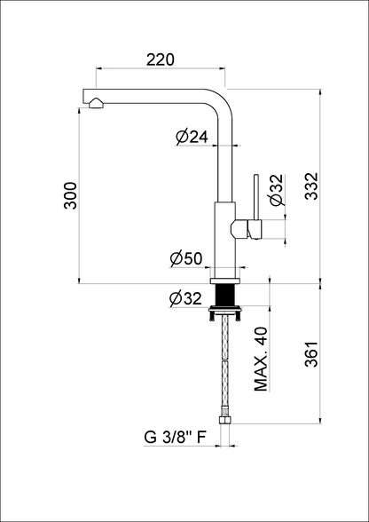 MISCELATORE MONOCOMANDO LAVELLO CANNA L VEMA ROY KITCHEN ACCIAIO V31022
