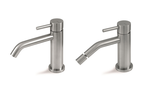 SET MISCELATORE MONOCOMANDO LAVABO + BIDET VEMA OTAGO ACCIAIO V32011 + V32071