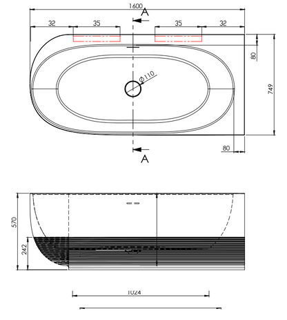 Vasca in Acrilico/Gel Coat Resina FORMA AQUAE AURA CORNER 160x75 cm