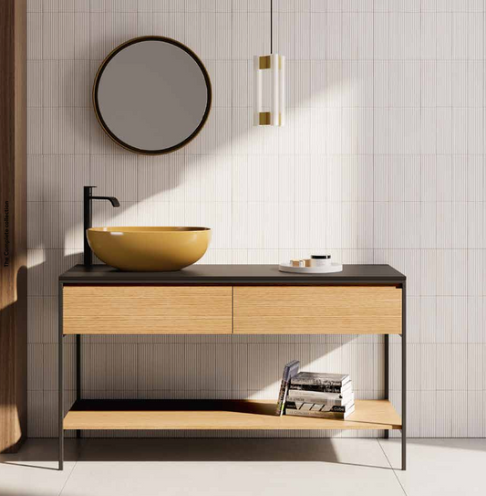 Mobile da Bagno NIC DESIGN BRIDGE Antracite/Rovere Naturale - 130x50x72,5 cm