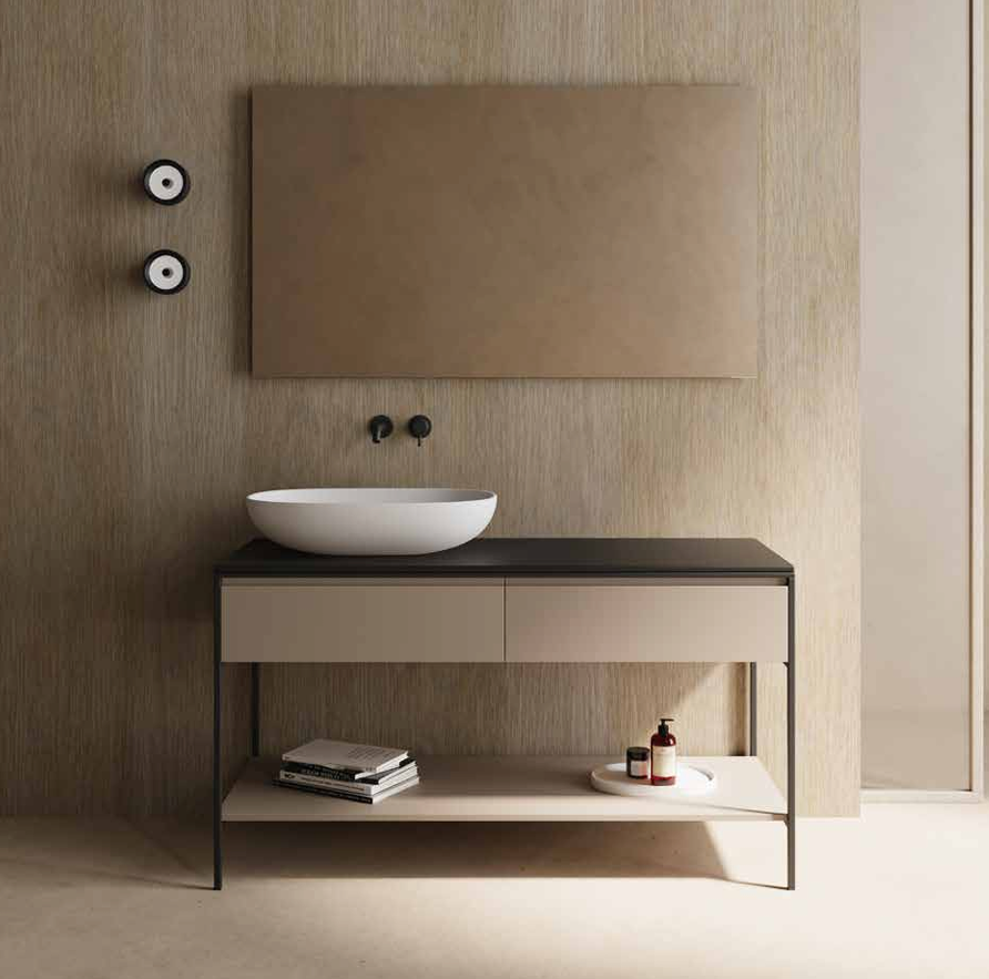 Mobile da Bagno NIC DESIGN BRIDGE Antracite/Sabbia - 130x50x72,5 cm