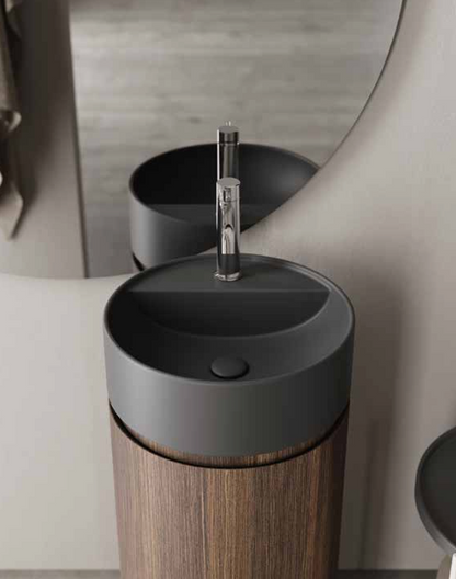 Mobile da Bagno NIC DESIGN MOD Lavabo in ceramica CENERE/Mobile Noce Mogano