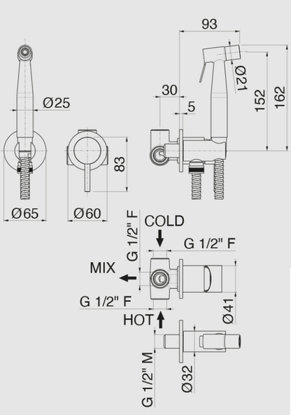 MISCELATORE MONOCOMANDO PER BIDET VEMA ACCIAIO V17405